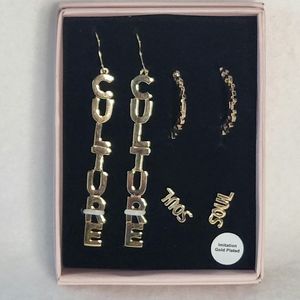 Izzy & Liv Culture Confidence Soul 3-Piece Gold-Plated Earring Set Pierced Ears